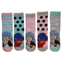 MIRACULOUS LADYBUG ΚΑΛΤΣΕΣ 5 ΤΕΜ (ΓΚΡΙ-ΤΙΡΚΟΥΑΖ-ΡΟΖ)
